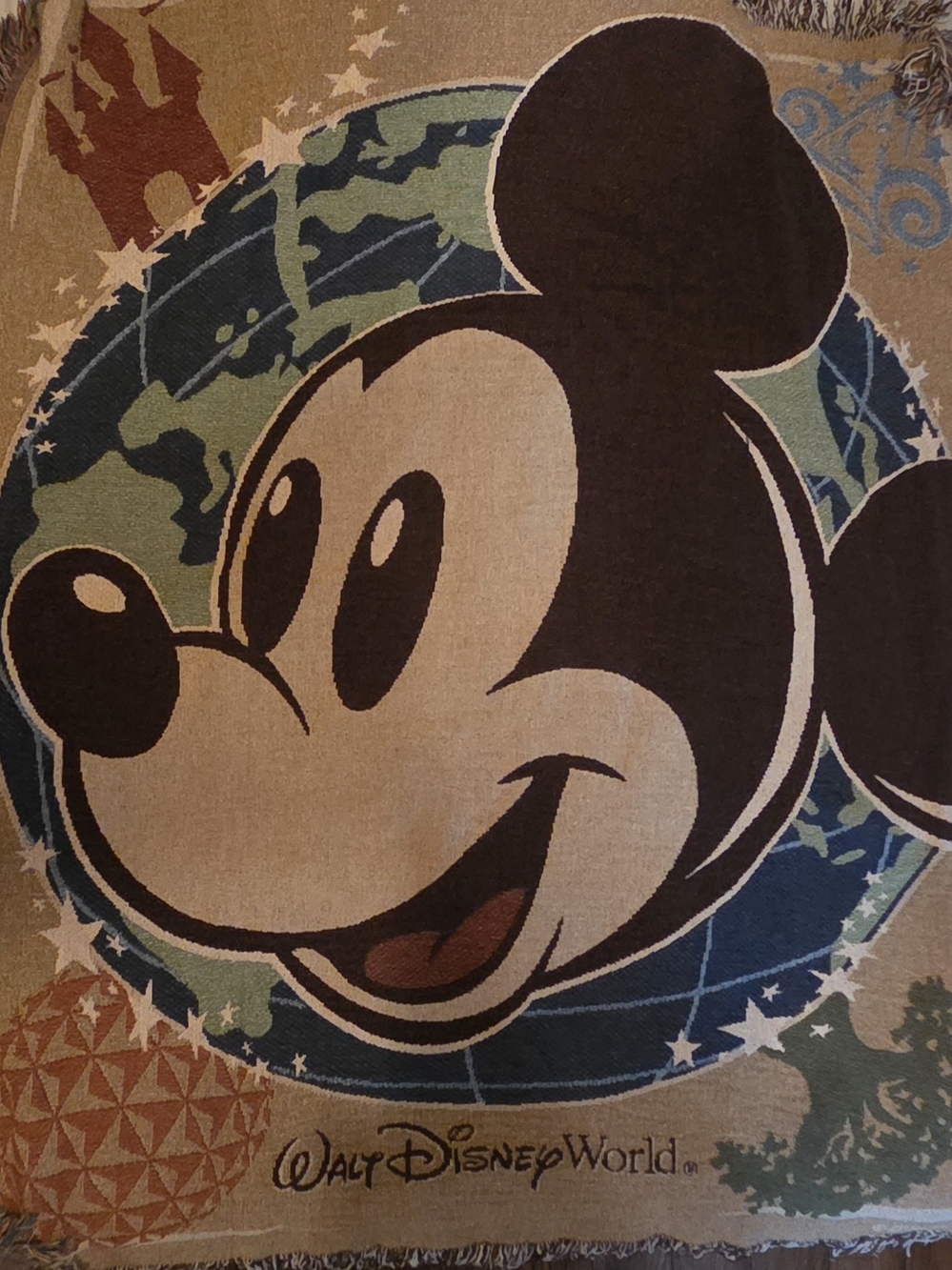Walt Disney World Mickey Mouse Woven Tapestry Throw Blanket 45x53
